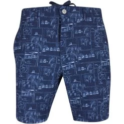 Original Penguin Golf Shorts - Beach Club Seersucker - Black Iris SS23