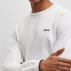 BOSS Golf Jumper - Rallo Crew Neck - Training White FA23 -Fashion Golf boss golf jumper rallo crew neck training white fa23 hbeu50482370 100 340