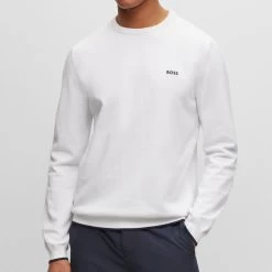 BOSS Golf Jumper - Rallo Crew Neck - Training White FA23 -Fashion Golf boss golf jumper rallo crew neck training white fa23 hbeu50482370 100 350