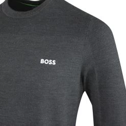 BOSS Golf Jumper - Romar Crew - Black Melange SP23 -Fashion Golf boss golf jumper romar crew black melange sp23 50492635 010 63