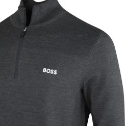 BOSS Golf Jumper - Zomat QZ - Black Melange SP23 -Fashion Golf boss golf jumper zomat qz black melange sp23 50492641 010 58