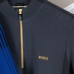 BOSS Golf Jumper - Zinos SS - Asphalt FA23 -Fashion Golf boss zinos short sleeve knitwear dark grey 01