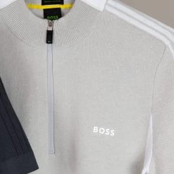 BOSS Golf Jumper - Zinos SS - Light Grey Melange FA23 -Fashion Golf boss zinos short sleeve knitwear grey 01