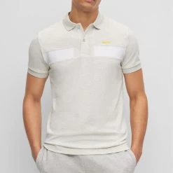 BOSS Golf Shirt - Paule 2 Slim - Light Grey Melange FA23 -Fashion Golf boss golf shirt paule 2 slim light grey melange fa23 50494310 057 1