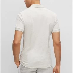 BOSS Golf Shirt - Paule 2 Slim - Light Grey Melange FA23 -Fashion Golf boss golf shirt paule 2 slim light grey melange fa23 50494310 057 2