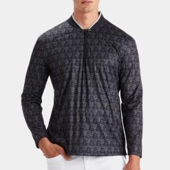 G/FORE Golf Jacket - Printed G's QZ Hybrid - Onyx SP23 -Fashion Golf g fore golf jacket printed g s qz hybrid onyx sp23 g4ms23o37 onyx a