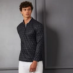 G/FORE Golf Jacket - Printed G's QZ Hybrid - Onyx SP23 -Fashion Golf g fore golf jacket printed g s qz hybrid onyx sp23 g4ms23o37 onyx f