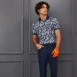 G/FORE Golf Shirt - Blossom Floral Polo - Twilight SP23 -Fashion Golf g fore golf shirt blossom floral polo twilight sp23 g4ms23k061 twlt b