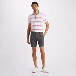 G/FORE Golf Shirt - Favourite Stripe Tech Jersey - Cameo AW23 -Fashion Golf g4mf23k001b cameo 22
