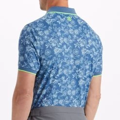 G/FORE Golf Shirt - Peony Sketch Tech Jersey - Slate AW23 -Fashion Golf g4mf23k061b sla 92