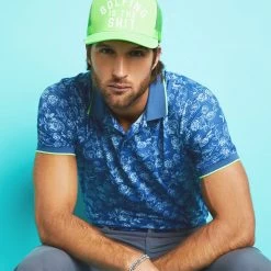 G/FORE Golf Shirt - Peony Sketch Tech Jersey - Slate AW23 -Fashion Golf g4mf23k061b sla 95