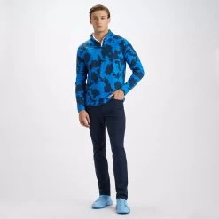 G/FORE Golf Pullover - Tonal Floral Luxe Mid - Racer Blue AW23 18 G/FORE Golf Pullover - Tonal Floral Luxe Mid - Racer Blue AW23 -Fashion Golf g4mf23k123c racer 281