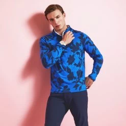 G/FORE Golf Pullover - Tonal Floral Luxe Mid - Racer Blue AW23 21 G/FORE Golf Pullover - Tonal Floral Luxe Mid - Racer Blue AW23 -Fashion Golf g4mf23k123c racer 284