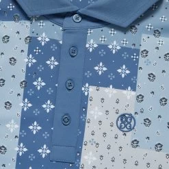 G/FORE Golf Shirt - Boro Patch Tech Pique - Slate AW23 -Fashion Golf g4mf23k240a sla 131