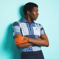 G/FORE Golf Shirt - Boro Patch Tech Pique - Slate AW23 -Fashion Golf g4mf23k240a sla 132