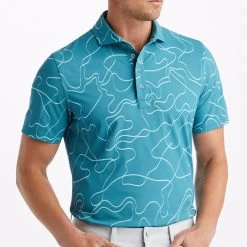G/FORE Golf Shirt - Pencil Tech Pique - Monsoon AW23 -Fashion Golf g4mf23k240b mons 146