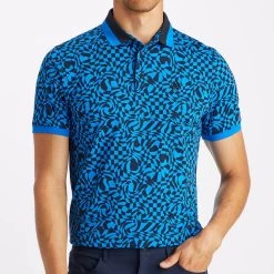 G/FORE Golf Shirt - Distorted Check Tech Pique - Racer Blue AW23 -Fashion Golf g4mf23k241 racer 158