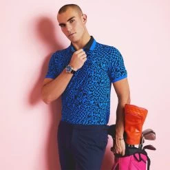 G/FORE Golf Shirt - Distorted Check Tech Pique - Racer Blue AW23 -Fashion Golf g4mf23k241 racer 162