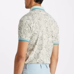 G/FORE Golf Shirt - Outline Iris Tech Pique - Stone AW23 -Fashion Golf g4mf23k242 stn 171