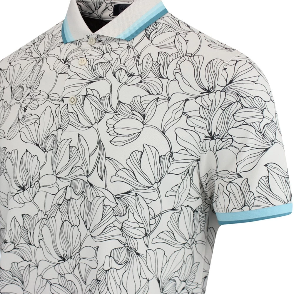 G/FORE Golf Shirt - Outline Iris Tech Pique - Stone AW23 - Image 4
