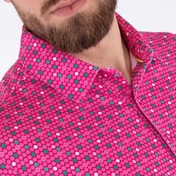 Galvin Green Golf Shirt - Moore Print Polo - Sugar Coral LE 2023 -Fashion Golf galvin green golf shirt moore print polo sugar coral le 2023 g1365 98 28