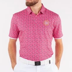 Galvin Green Golf Shirt - Moore Print Polo - Sugar Coral LE 2023 -Fashion Golf galvin green golf shirt moore print polo sugar coral le 2023 g1365 98 29
