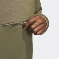 Adidas Golf Pullover - Texture Anorak - Olive Strata AW23 -Fashion Golf ib1989 adidas golf pullover texture anorak olive strata aw23 detail 8