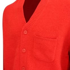 J.Lindeberg Golf Jumper - Clarke Knitted Cardigan - Fiery Red AW23 -Fashion Golf j lindeberg golf jumper clarke knitted cardigan fiery red aw23 amkw09408 g135 15