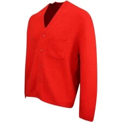J.Lindeberg Golf Jumper - Clarke Knitted Cardigan - Fiery Red AW23 -Fashion Golf j lindeberg golf jumper clarke knitted cardigan fiery red aw23 amkw09408 g135 16