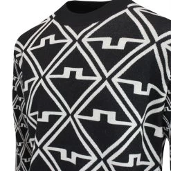 J.Lindeberg Golf Jumper - Isaac Jacquard Knit - Black AW23 -Fashion Golf j lindeberg golf jumper isaac jacquard knit black aw23 amkw09407 9999 23