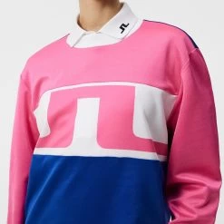 J.Lindeberg Golf Jumper - Jones Crew Neck - Azalea Pink HS23 -Fashion Golf j lindeberg golf jumper jones crew neck azalea pink hs23 gmjs08400 s098 3