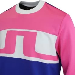 J.Lindeberg Golf Jumper - Jones Crew Neck - Azalea Pink HS23 -Fashion Golf j lindeberg golf jumper jones crew neck azalea pink hs23 gmjs08400 s098 49