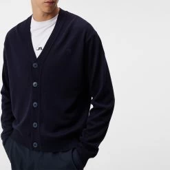 J.Lindeberg Golf Jumper - Lucas Knitted Cardigan - JL Navy AW23 -Fashion Golf j lindeberg golf jumper lucas knitted cardigan jl navy aw23 gmkw09396 6855 17