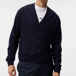 J.Lindeberg Golf Jumper - Lucas Knitted Cardigan - JL Navy AW23 -Fashion Golf j lindeberg golf jumper lucas knitted cardigan jl navy aw23 gmkw09396 6855 20
