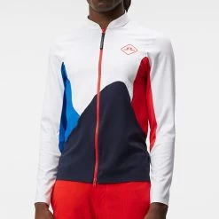 J.Lindeberg Golf Mid Layer - Swirl FZ - White SS23 -Fashion Golf j lindeberg golf mid layer swirl fz white ss23 amjs07589 0000 a