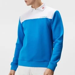 J.Lindeberg Golf Pullover - Jeff Crew Neck - Brilliant Blue SS23 -Fashion Golf j lindeberg golf pullover jeff crew neck brilliant blue ss23 amjs07967 o175 11