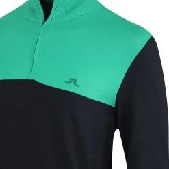 J.Lindeberg Golf Pullover - Jeff Knitted QZ - Black SS23 -Fashion Golf j lindeberg golf pullover jeff knitted sweater black ss23 amkw08141 9999 d