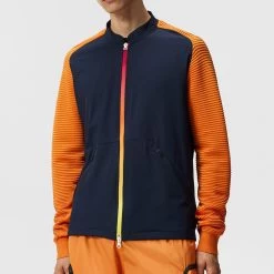 J.Lindeberg Golf Mid Layer - Rolf Hybrid Knit FZ - JL Navy SS23 -Fashion Golf j lindeberg golf pullover rolf hybrid knit jl navy ss23 amkw07594 6855 c