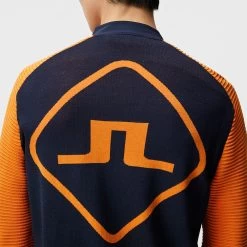 J.Lindeberg Golf Mid Layer - Rolf Hybrid Knit FZ - JL Navy SS23 -Fashion Golf j lindeberg golf pullover rolf hybrid knit jl navy ss23 amkw07594 6855 f