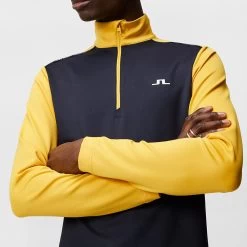 J.Lindeberg Golf Pullover - Terry HZ Mid - Citrus SS23 -Fashion Golf j lindeberg golf pullover terry mid layer citrus ss23 amjs07868 i040 b