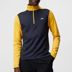 J.Lindeberg Golf Pullover - Terry HZ Mid - Citrus SS23 -Fashion Golf j lindeberg golf pullover terry mid layer citrus ss23 amjs07868 i040 e