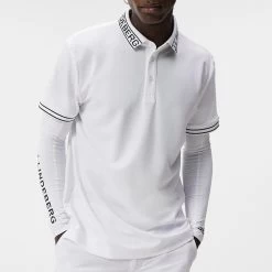 J.Lindeberg Golf Shirt - Austin Regular Fit - White AW23 -Fashion Golf j lindeberg golf shirt austin regular fit white aw23 gmjt08847 0000 30