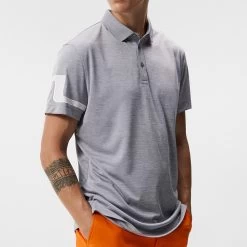 J.Lindeberg Golf Shirt - Heath Regular Fit - Grey Mel. AW23 -Fashion Golf j lindeberg golf shirt heath regular fit grey mel aw23 gmjt08559 9363 24