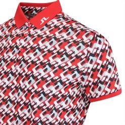 J.Lindeberg Golf Shirt - KV Print Regular Fit - MB Cherry AW23 -Fashion Golf j lindeberg golf shirt kv print regular fit mb cherry aw23 gmjt08571 g137 131