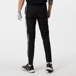 J.Lindeberg Golf Trousers - Stuart Stripe Pant Slim - Black AW23 -Fashion Golf j lindeberg golf trousers stuart stripe pant slim black ss23 gmpa07912 9999 82