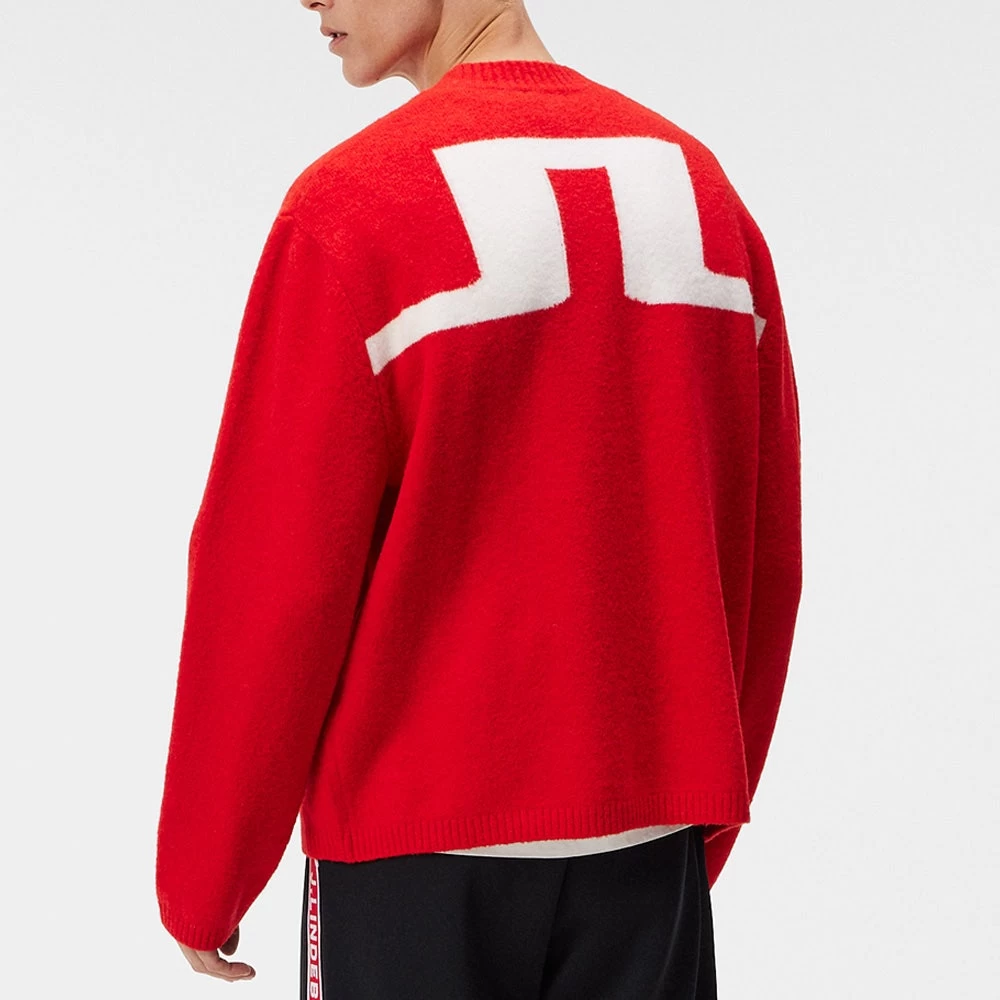 J.Lindeberg Golf Jumper - Clarke Knitted Cardigan - Fiery Red AW23 - Image 6