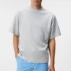 J.Lindeberg Golf Shirt - Alzo Double Knit Mock - Light Grey AW23 -Fashion Golf j lindeberg golf shirt alzo double knit mock light grey aw23 gmjt09571 u053 125