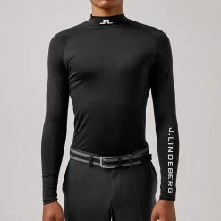 J.Lindeberg Golf Base Layer - Aello SC - Black AW23 -Fashion Golf jl golf base layer shirt aello aw21 02c