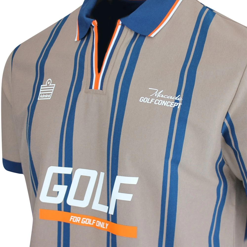 Macade Golf Shirt - Admiral Sportswear Stripe Polo - Light Brown AW23 6 Macade Golf Shirt - Admiral Sportswear Stripe Polo - Light Brown AW23 - Image 4