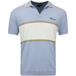 Macade Golf Shirt - Mac Intarsia Knitted Polo - Light Blue AW23